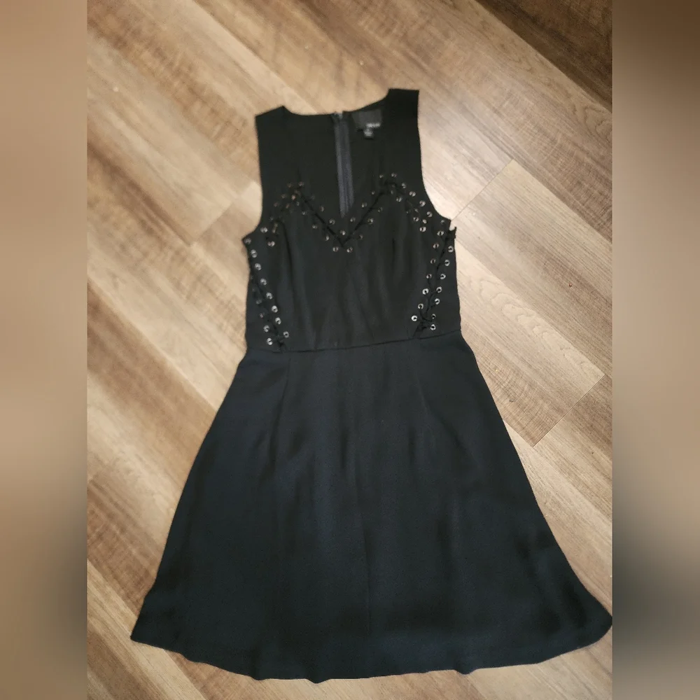Greylin x Anthropologie Black Lace-Up Sleeveless Midi Dress - Picture 4 of 7